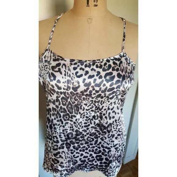 Victoria's Secret cheetah animal print gray white camisole tank lingerie M - Picture 2 of 12